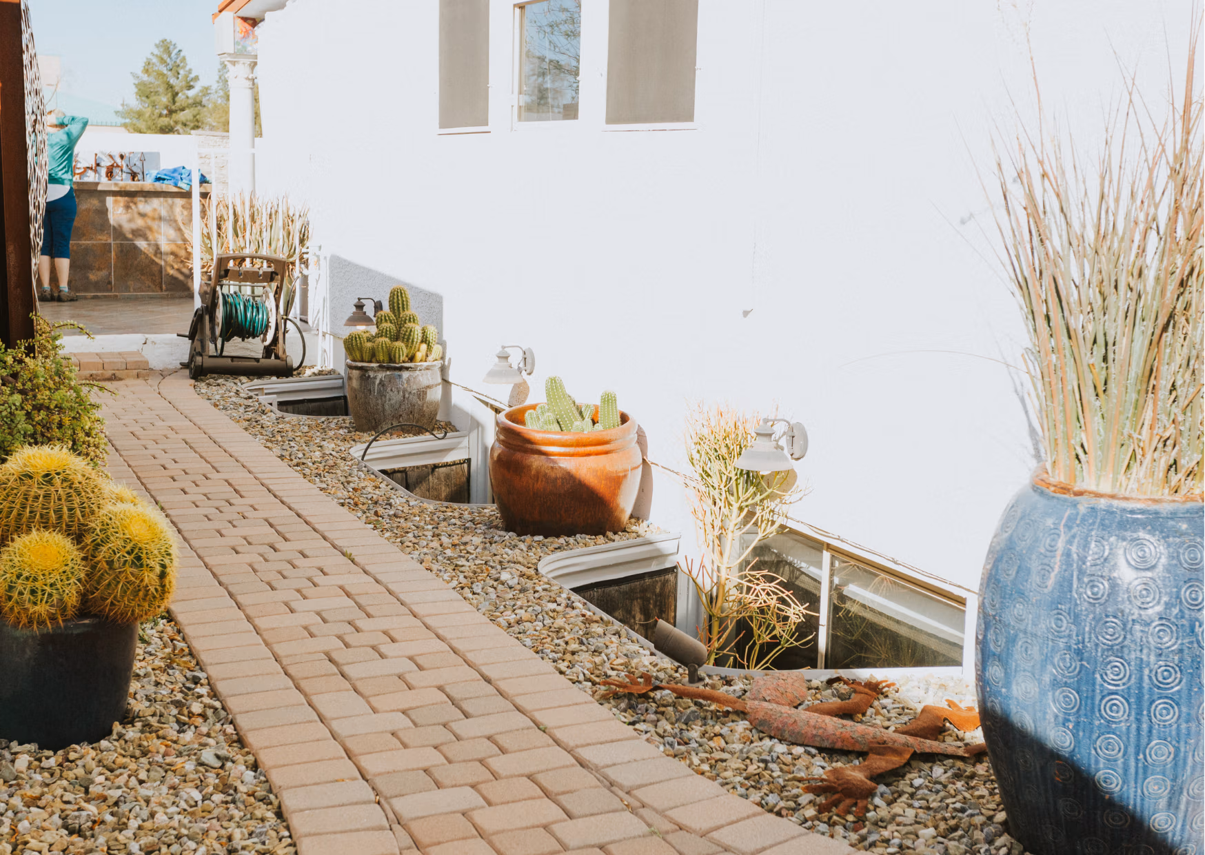 Paver walkway pressure washing and cleaning service restoring brick paver path at a residential home in Tallahassee Florida.