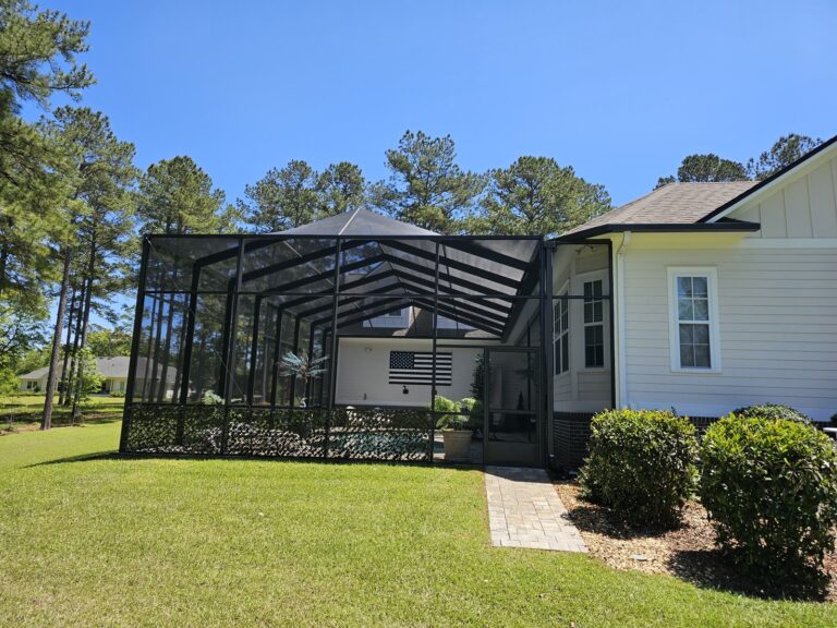 Clean pool screen enclosure after pressure washing service in Tallahassee, FL