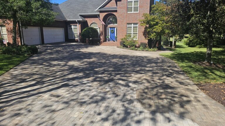 Sidewalk-Patio Cleaning 3 Clean brick paver driveway after pressure washing in Tallahassee, FL