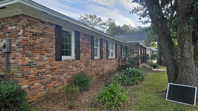 Clean brick home exterior after house washing service in Killearn Estates, Tallahassee, FL