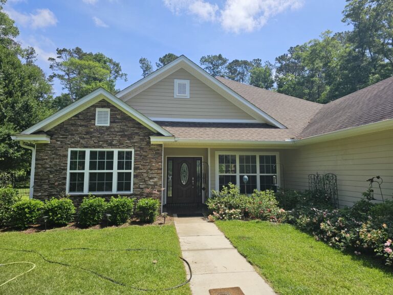 Lafayette Oaks & Midyette Plantation Washing Services 2 Clean home exterior and front walkway after house washing in Lafayette Oaks, Tallahassee, FL