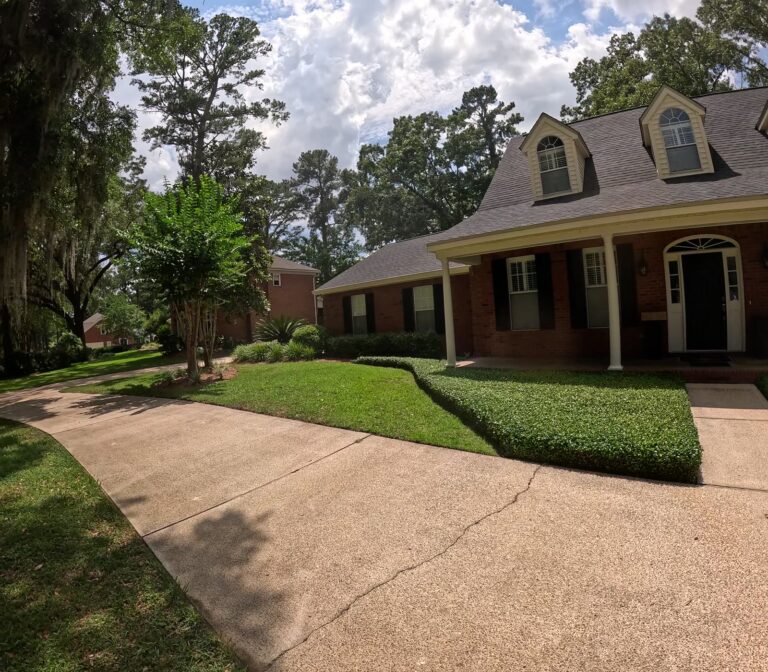 Clean brick home and front walkway after washing in Ox Bottom Manor, Tallahassee, FL