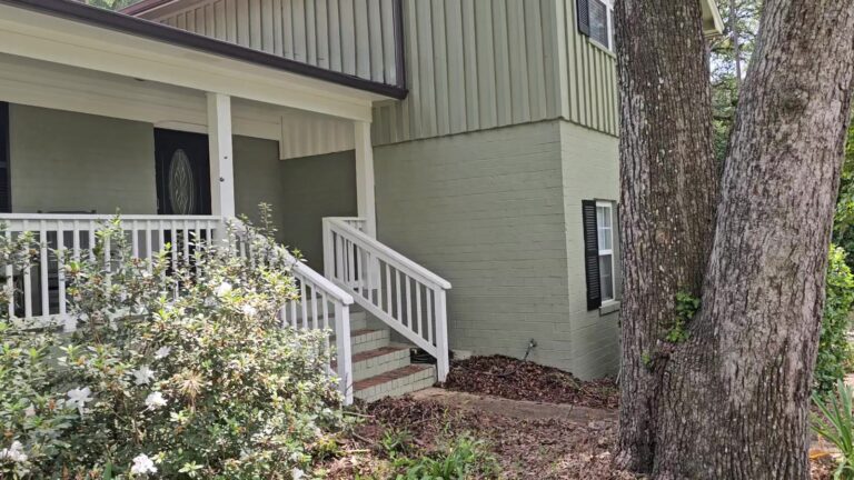Clean front porch and siding after house washing in Waverly Hills, Tallahassee, FL