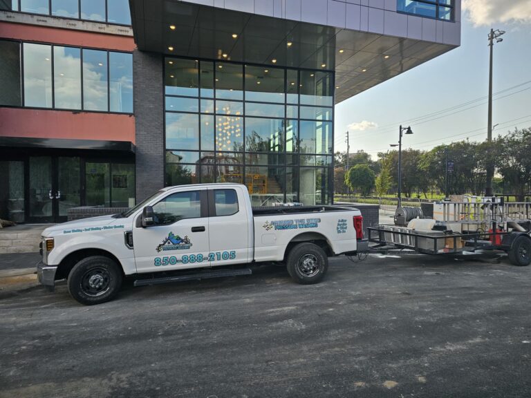 Around The Bend truck and trailer at a new commercial building in Tallahassee, FL